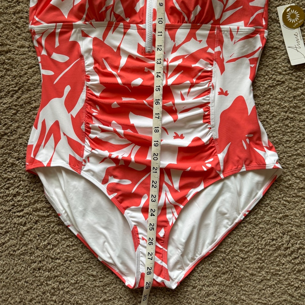 Anne Cole Flutter Sleeve Zip Up One Piece Swimsuit - Picture 6 of 10